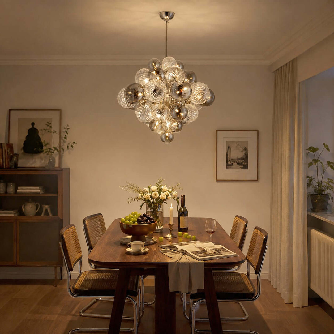 Fendell Elegant Smoked &amp; Clear Glass Globe Chandelier Lighting