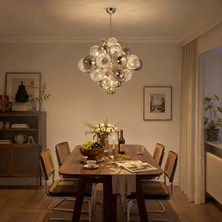 Fendell Elegant Smoked &amp; Clear Glass Globe Chandelier Lighting