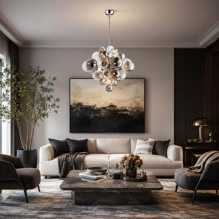 Fendell Elegant Smoked &amp; Clear Glass Globe Chandelier Lighting