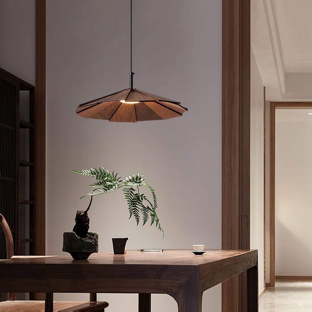 Fleura Pendant Light - Mid Century Wood Dining Room Fixture