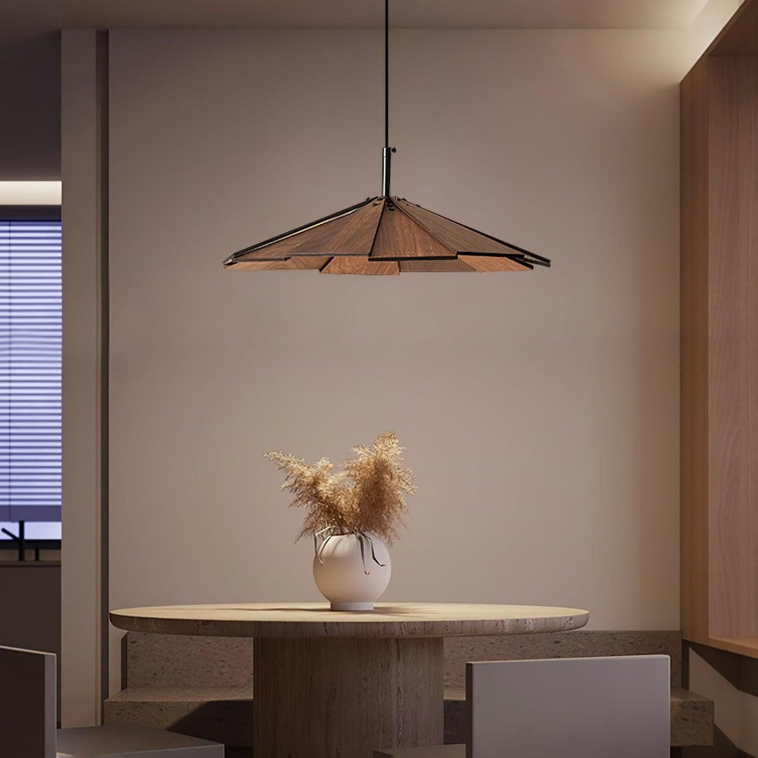 Fleura Pendant Light - Mid Century Wood Dining Room Fixture