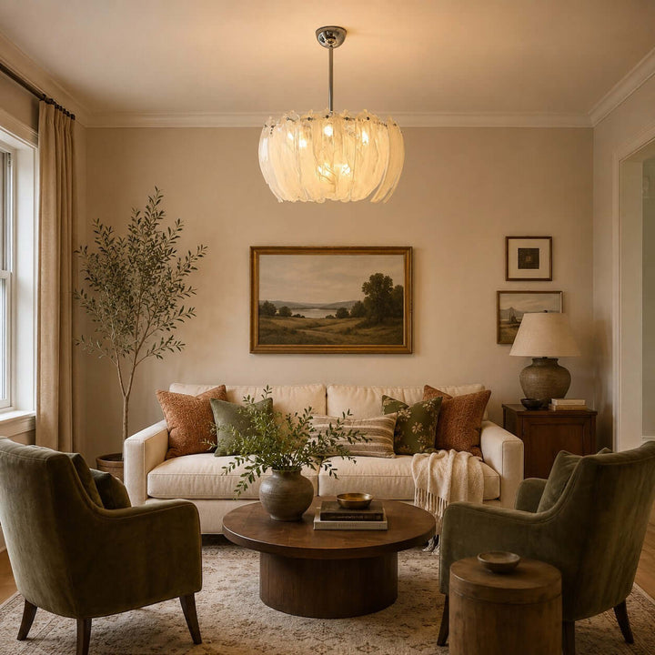 Floren Chandelier, Floral Glass Light for Living Room Decor Home