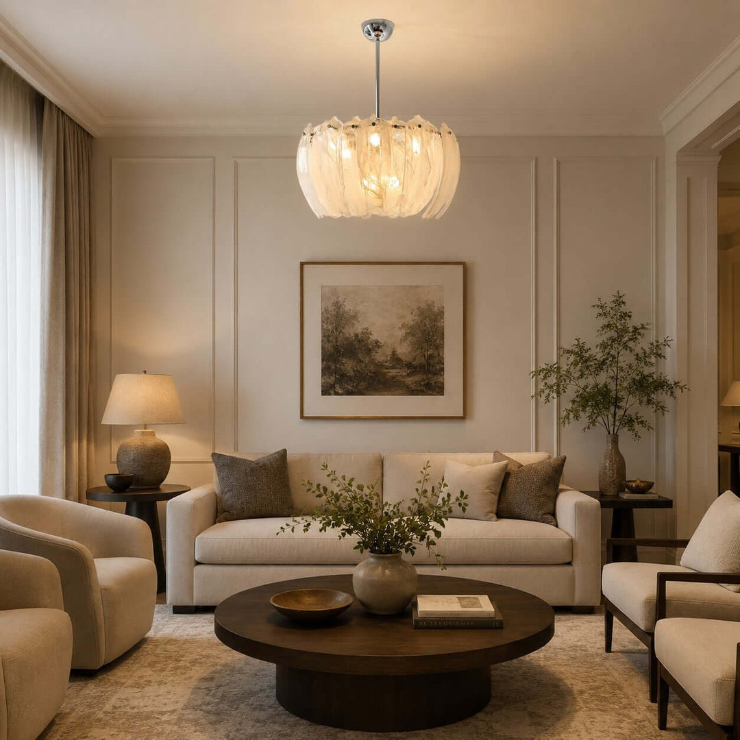 Floren Chandelier, Floral Glass Light for Living Room Decor Home