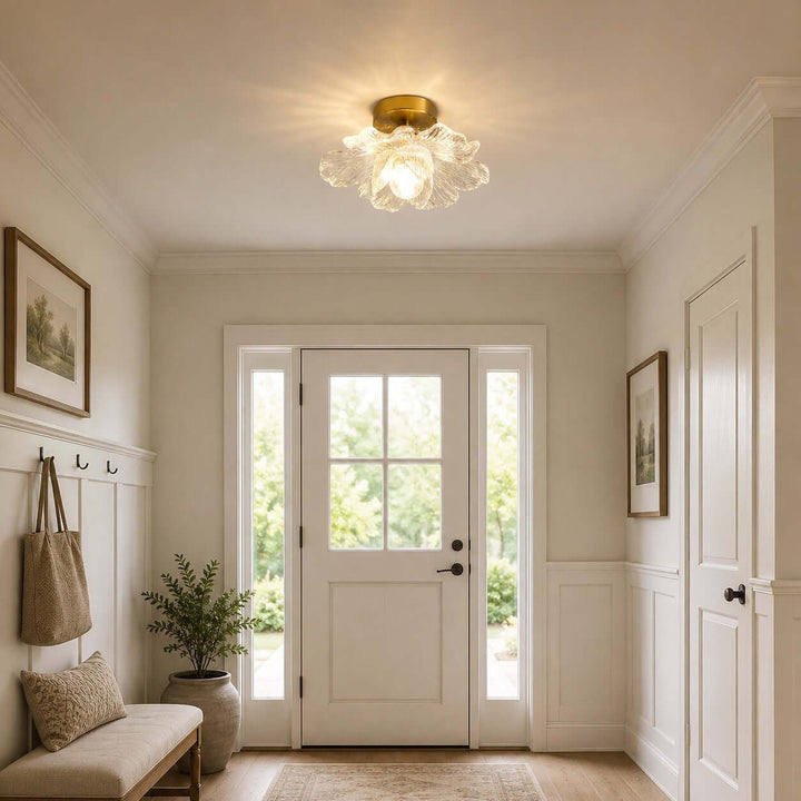 Florena Floral Glass Flush Mount Light for Entryway and Hallway | Vinlighting