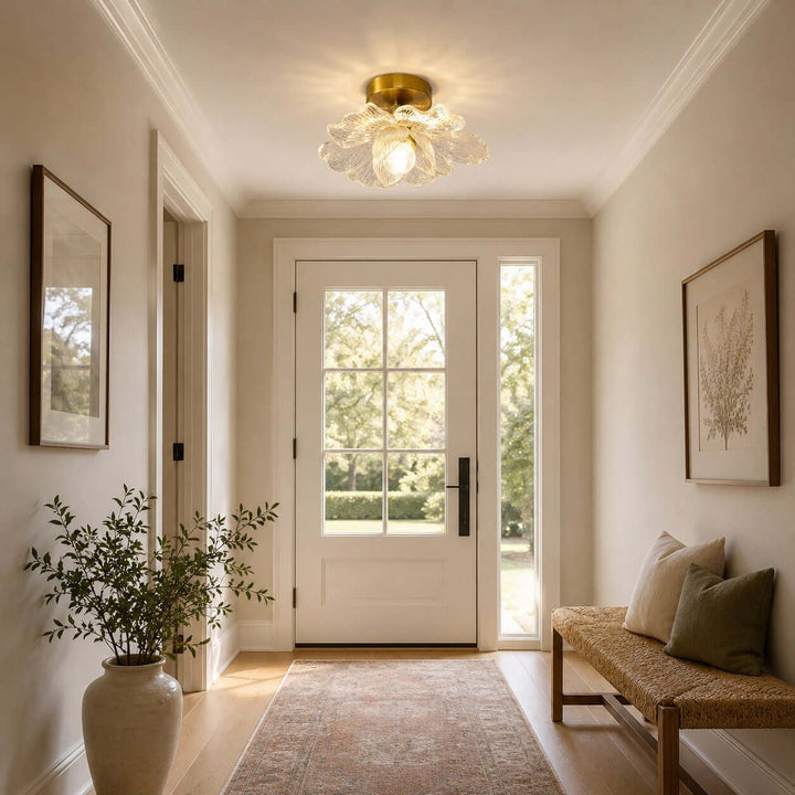 Florena Floral Glass Flush Mount Light for Entryway and Hallway | Vinlighting