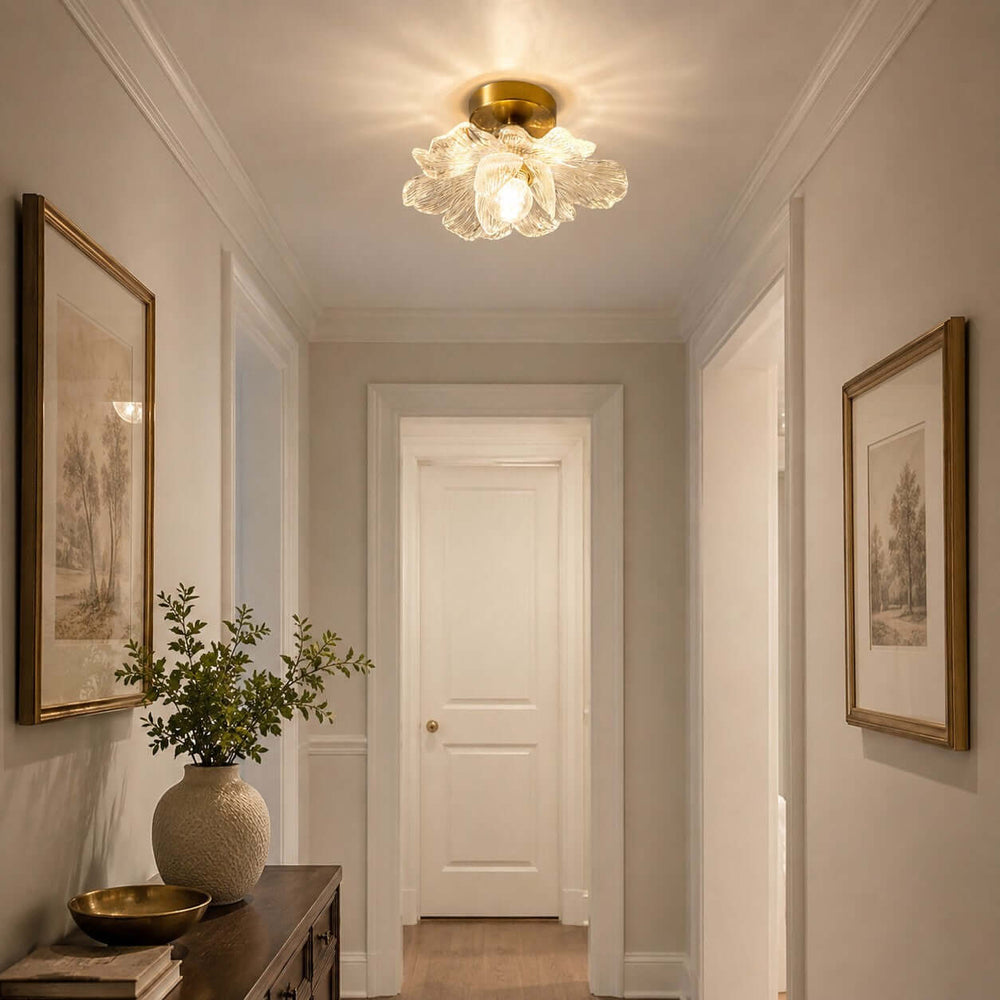 Florena Floral Glass Flush Mount Light for Entryway and Hallway | Vinlighting