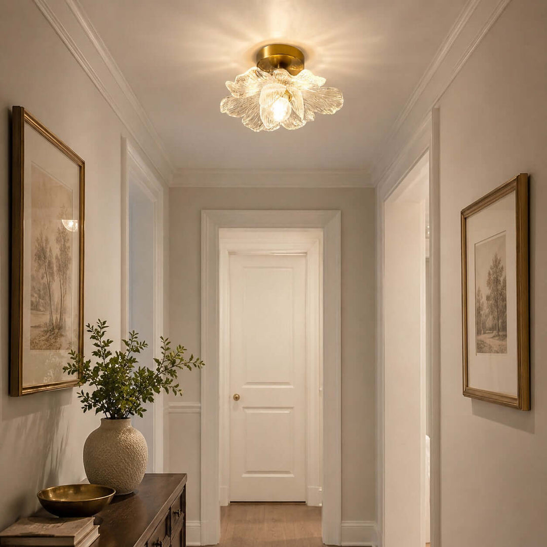 Florena Floral Glass Flush Mount Light for Entryway and Hallway | Vinlighting