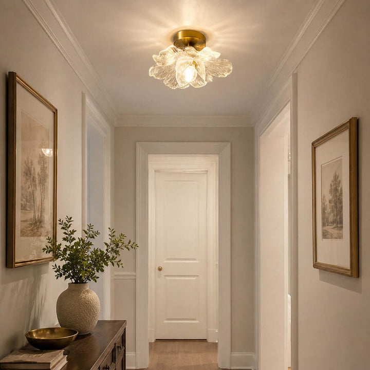 Florena Floral Glass Flush Mount Light for Entryway and Hallway | Vinlighting