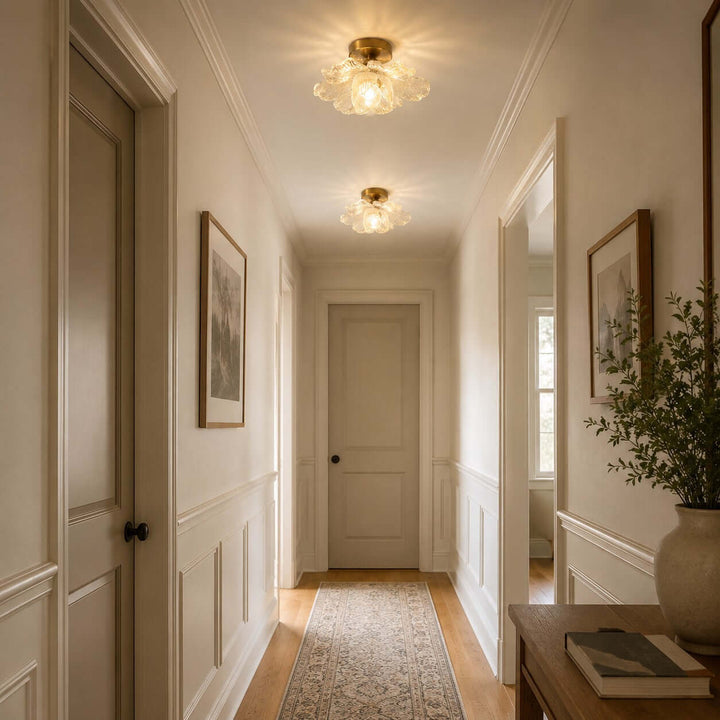 Florena Floral Glass Flush Mount Light for Entryway and Hallway | Vinlighting