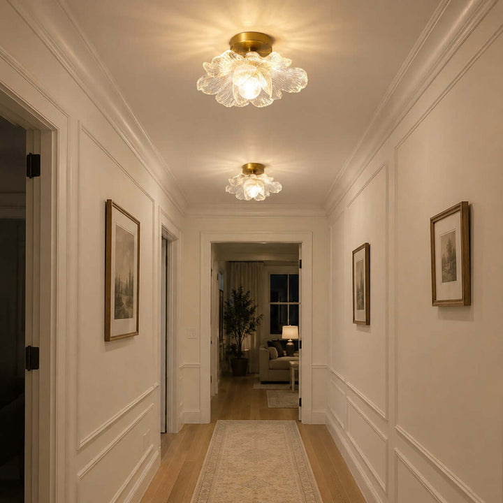 Florena Floral Glass Flush Mount Light for Entryway and Hallway | Vinlighting