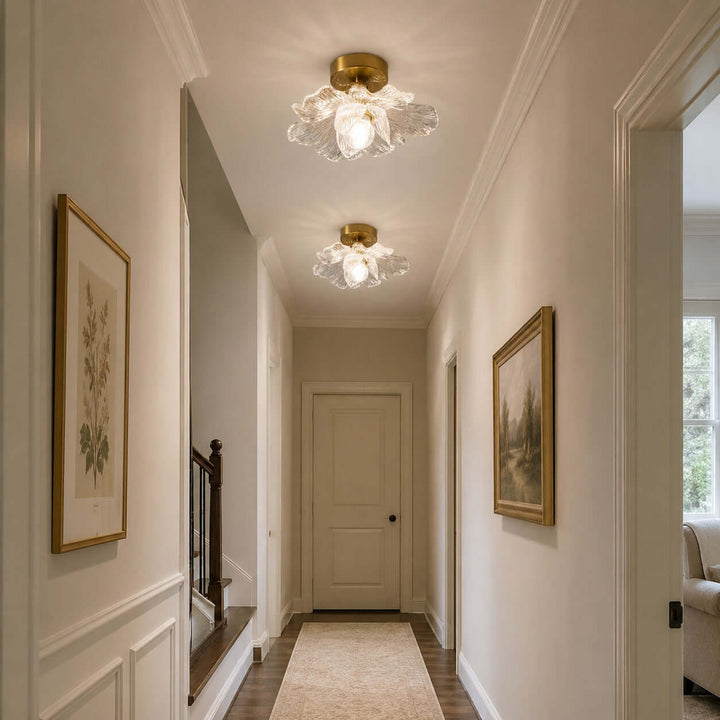 Florena Floral Glass Flush Mount Light for Entryway and Hallway | Vinlighting
