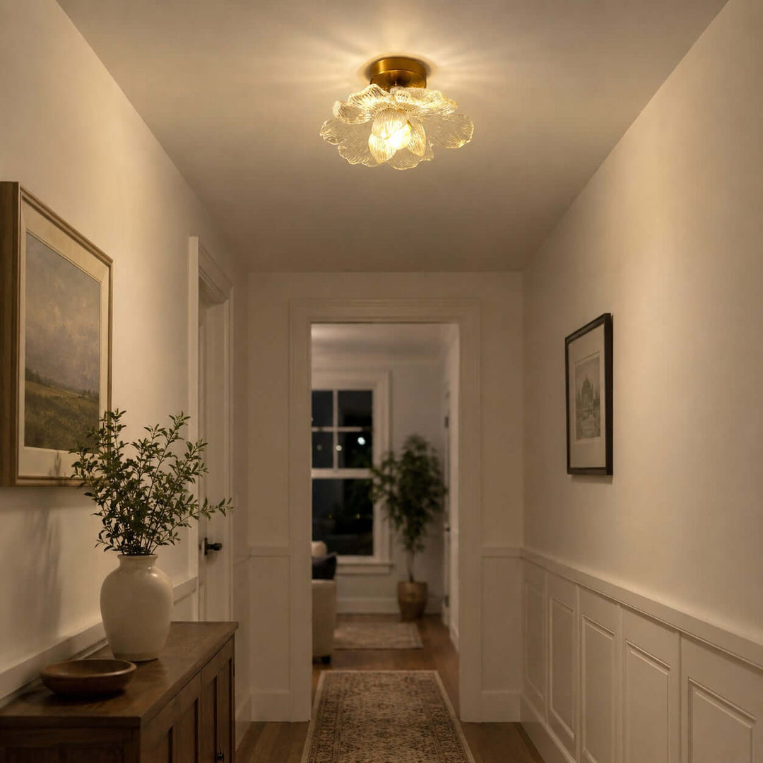Florena Floral Glass Flush Mount Light for Entryway and Hallway | Vinlighting