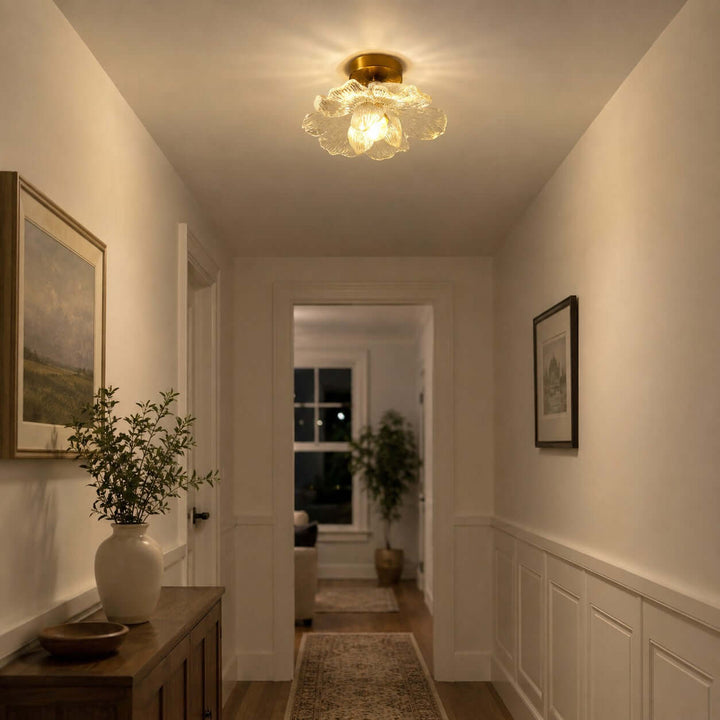 Florena Floral Glass Flush Mount Light for Entryway and Hallway | Vinlighting