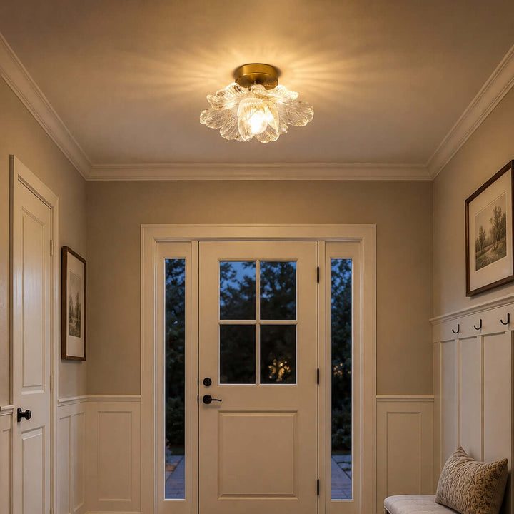 Florena Floral Glass Flush Mount Light for Entryway and Hallway | Vinlighting