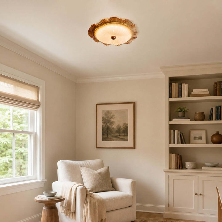 Florine Ceiling Lamp - Elegant French Glass Flush Mount Light | Vinlighting