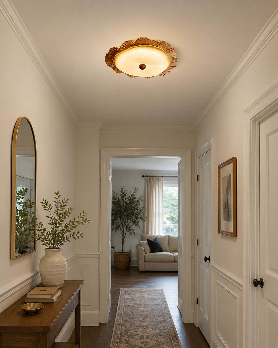 Florine Ceiling Lamp - Elegant French Glass Flush Mount Light | Vinlighting