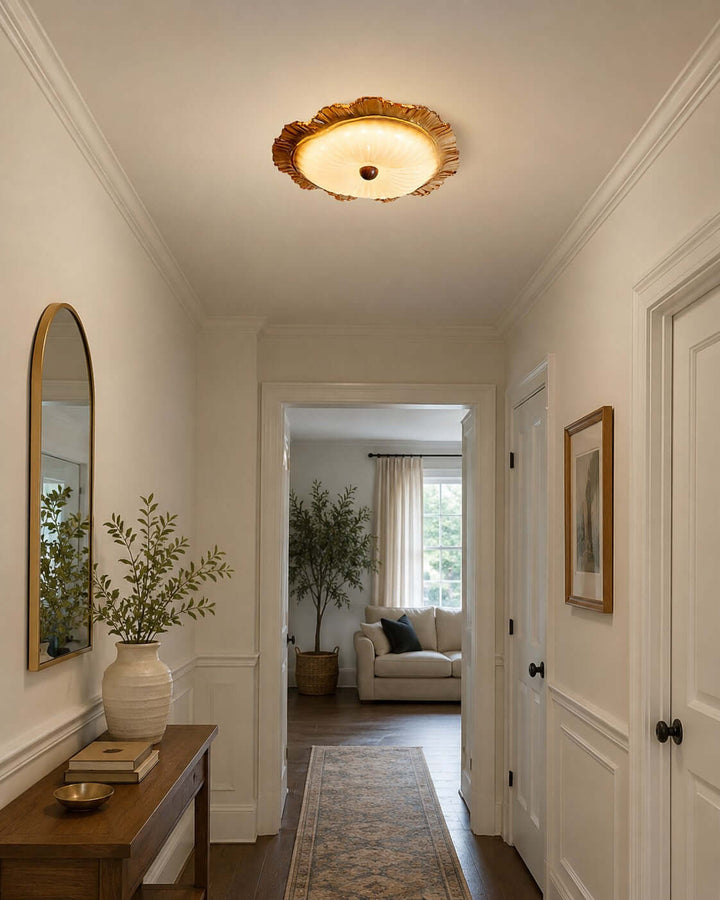 Florine Ceiling Lamp - Elegant French Glass Flush Mount Light | Vinlighting