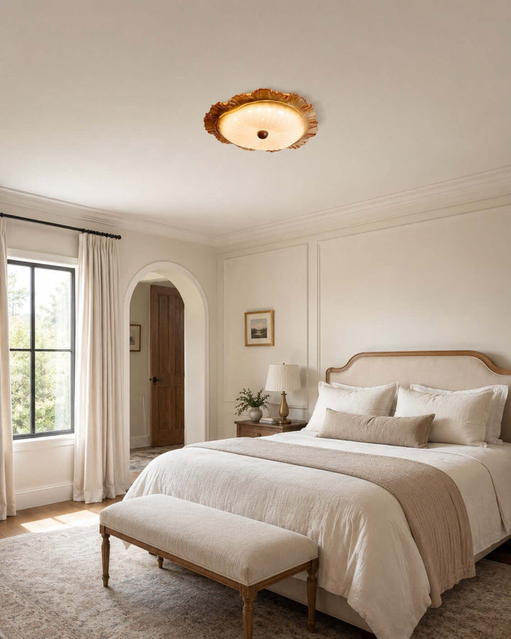 Florine Ceiling Lamp - Elegant French Glass Flush Mount Light | Vinlighting