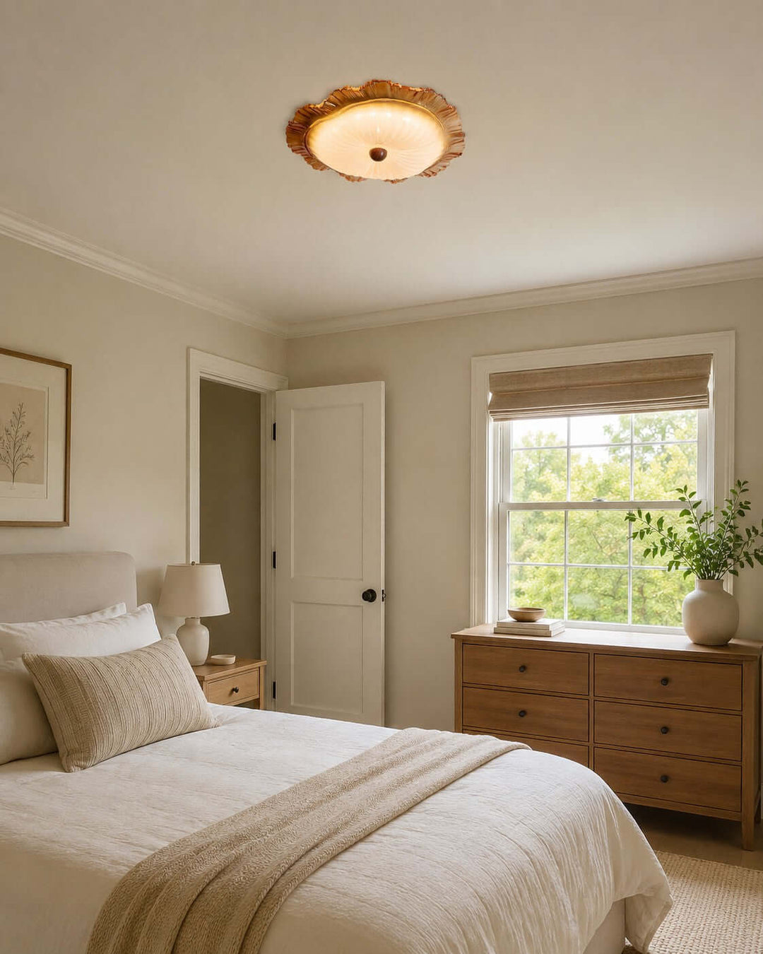 Florine Ceiling Lamp - Elegant French Glass Flush Mount Light | Vinlighting