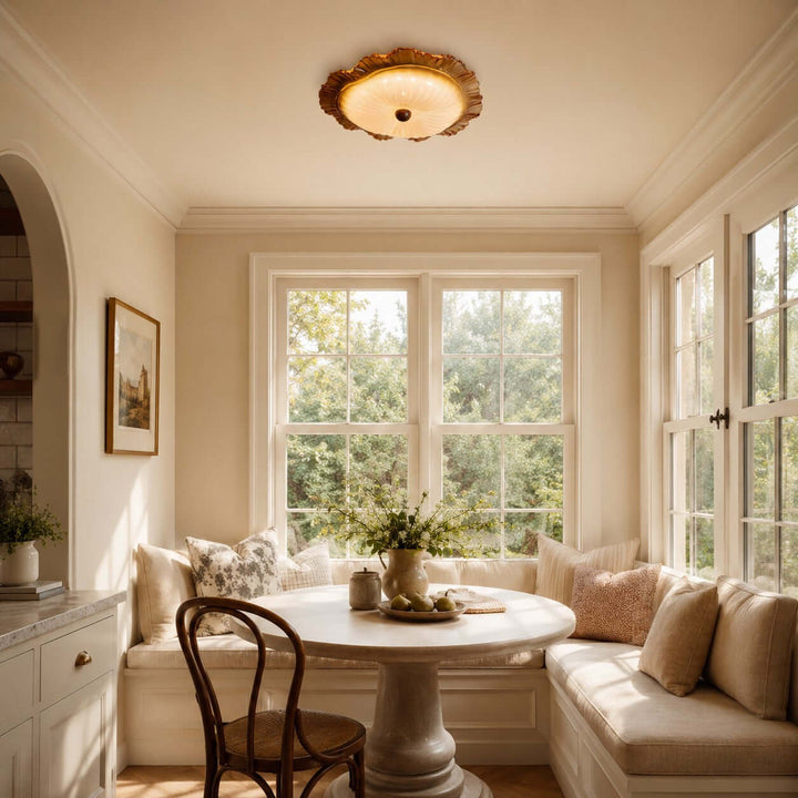 Florine Ceiling Lamp - Elegant French Glass Flush Mount Light | Vinlighting