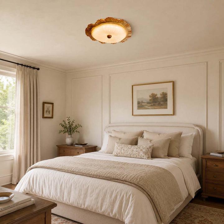 Florine Ceiling Lamp - Elegant French Glass Flush Mount Light | Vinlighting