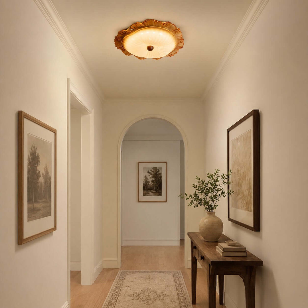 Florine Ceiling Lamp - Elegant French Glass Flush Mount Light | Vinlighting