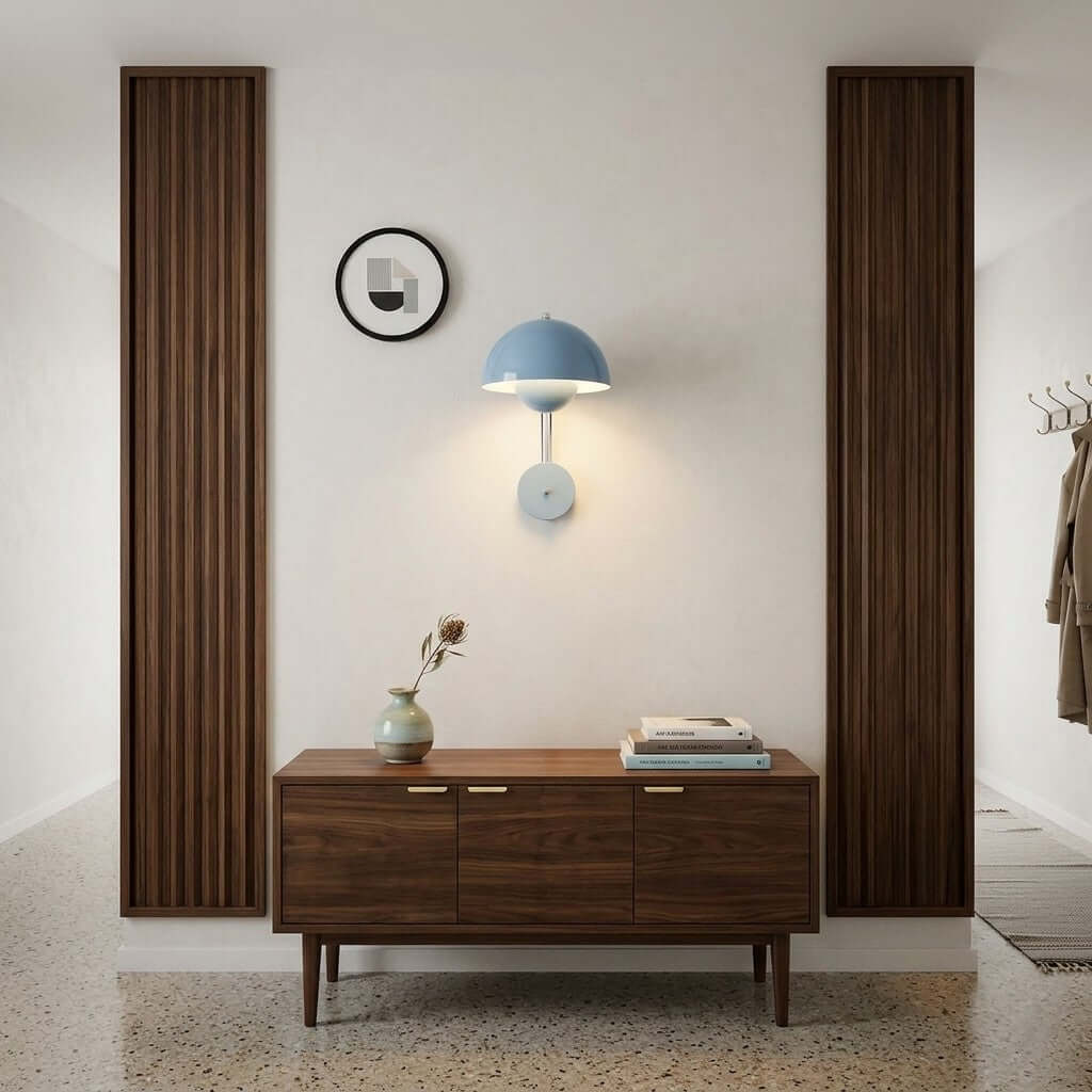 Flowerpot Wall Sconce - Modern Black Light with Switch for Bedroom