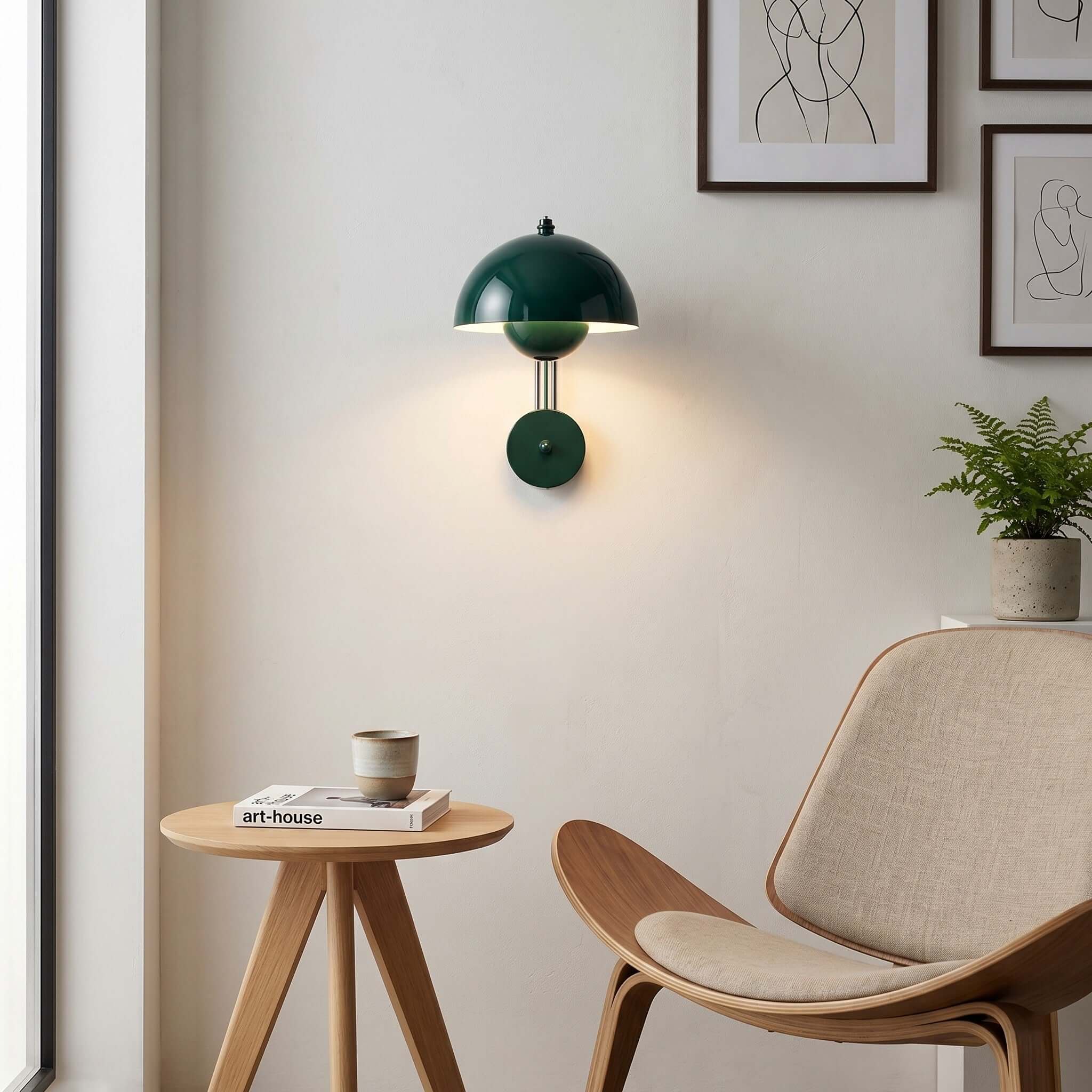 Flowerpot Wall Sconce - Modern Black Light with Switch for Bedroom
