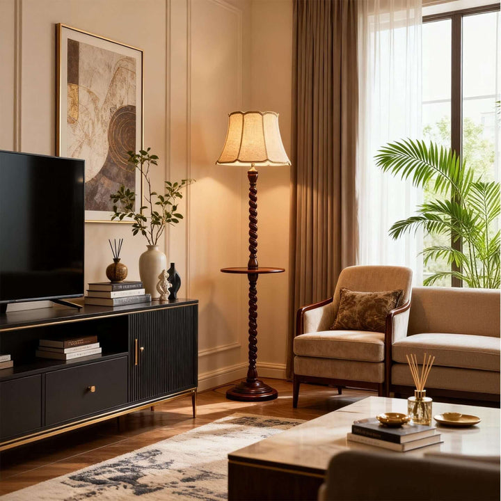 Folani Floor Lamp – Retro French Style Wabi-sabi Fabric Lamp