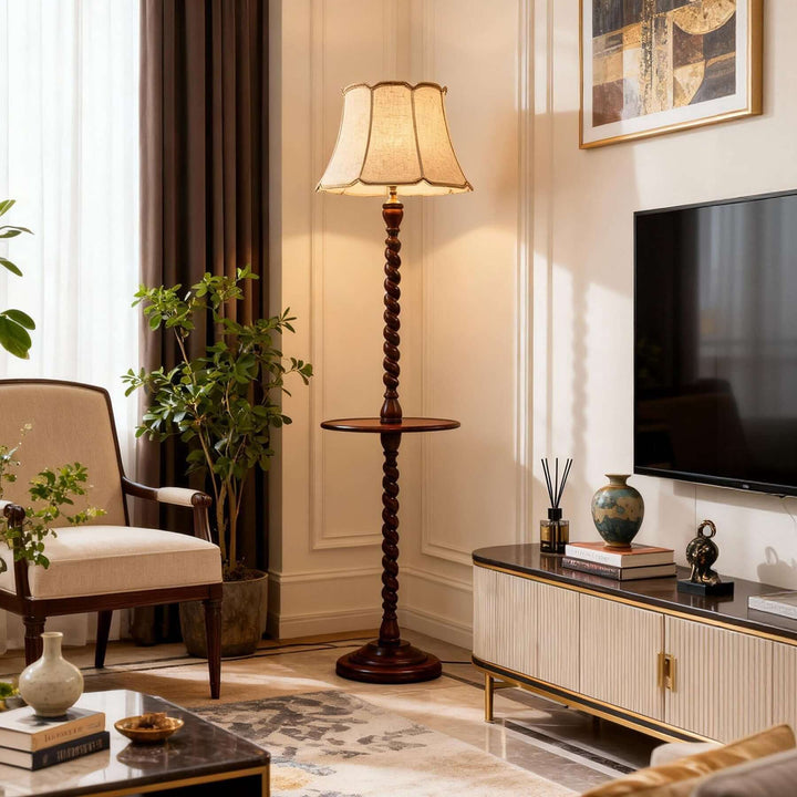 Folani Floor Lamp – Retro French Style Wabi-sabi Fabric Lamp