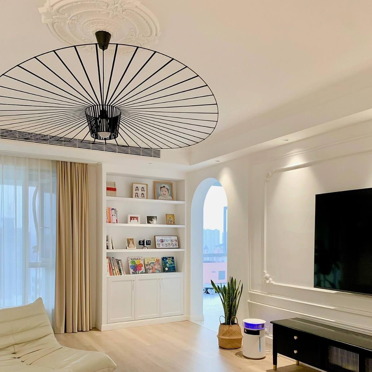 French Vertigo Fiberglass Chandelier - Modern Art Deco Vintage