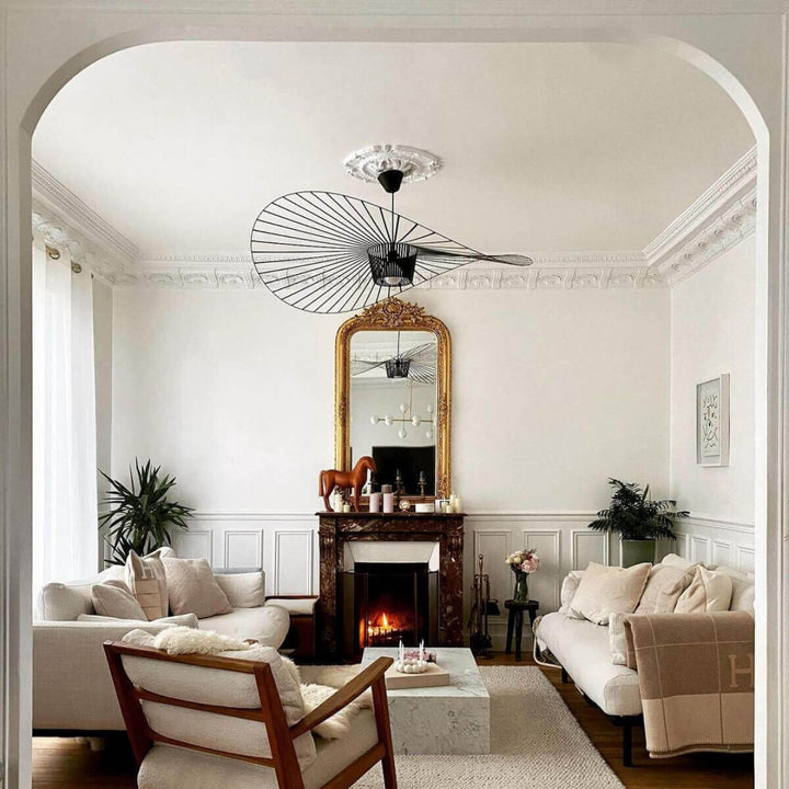 French Vertigo Fiberglass Chandelier - Modern Art Deco Vintage Light