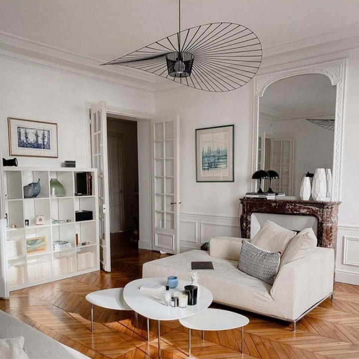 French Vertigo Fiberglass Chandelier - Modern Art Deco Vintage Light
