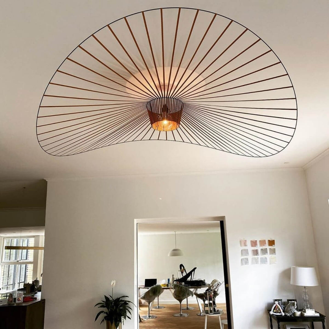 French Vertigo Fiberglass Chandelier - Modern Art Deco Vintage Light