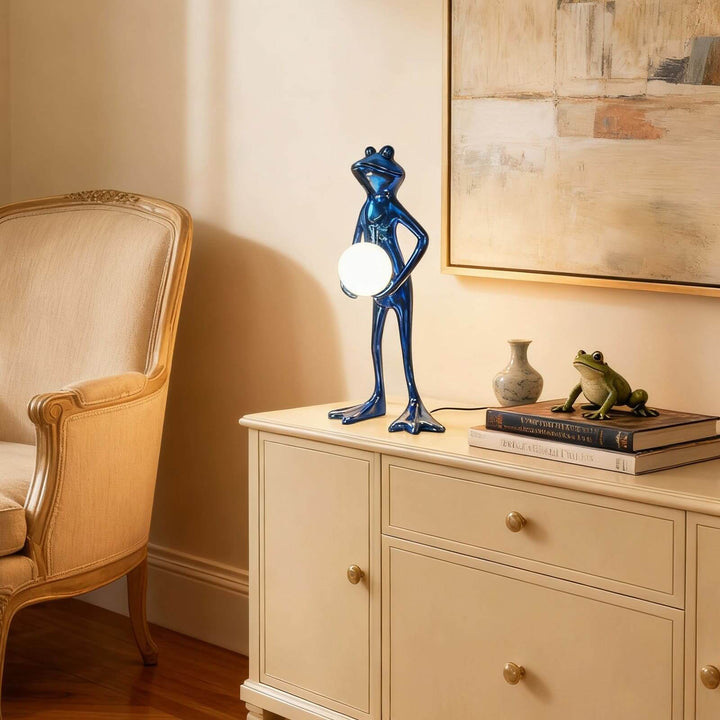 Fruzelo Art Deco Lamp – Blue White Frog Desk Light