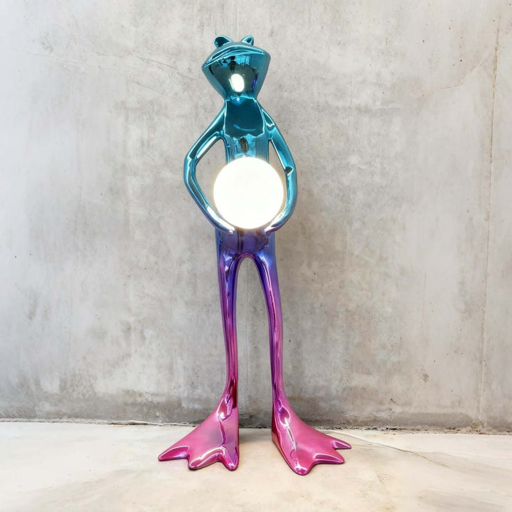 Fruzelo Art Deco Lamp – Blue White Frog Desk Light