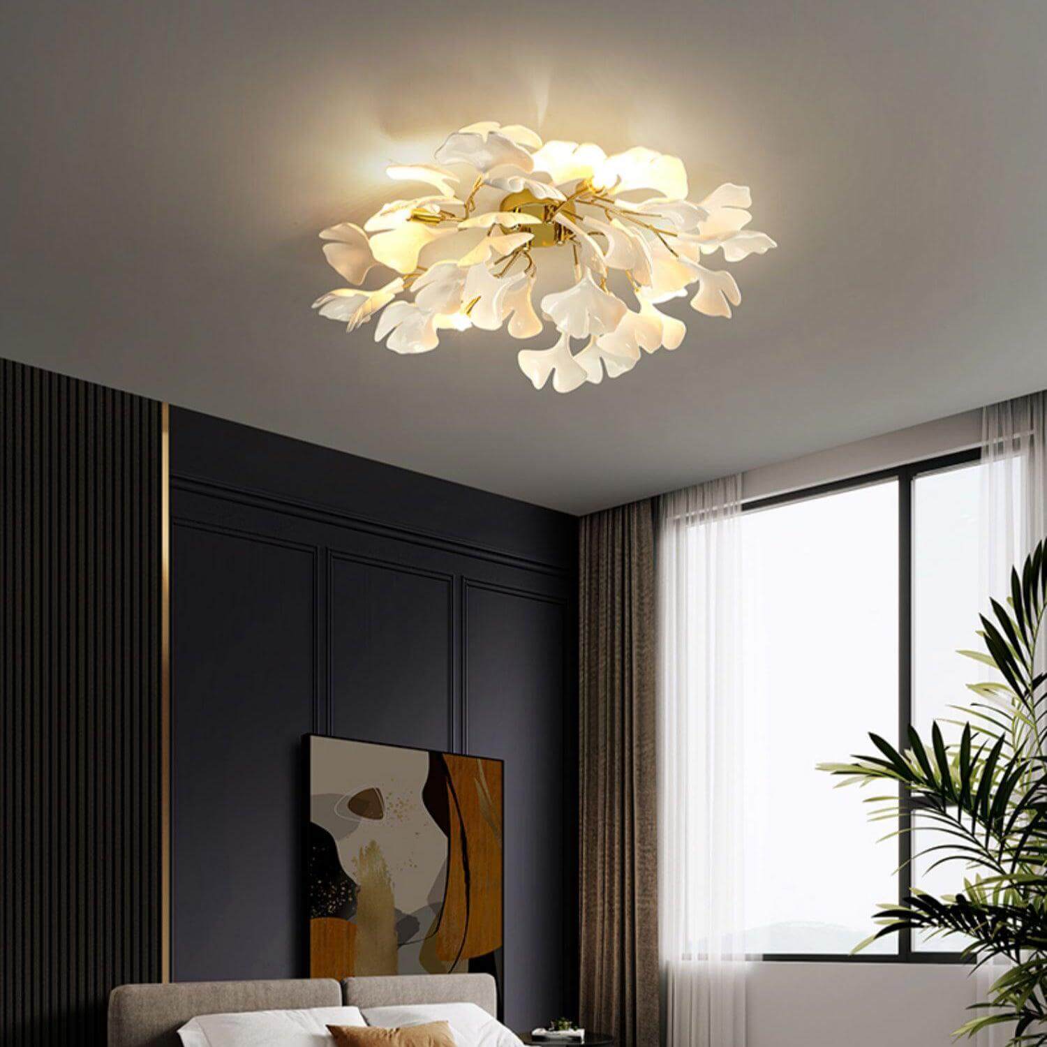 Gingko Ceiling Lamp – Ceramic Mid Century Bedroom Light – Vinlighting