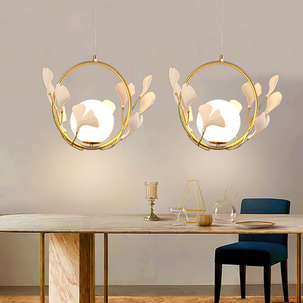 Gingko Ceramic Pendant Light | Gold & White | Vinlighting | Vinlighting | Vinlighting