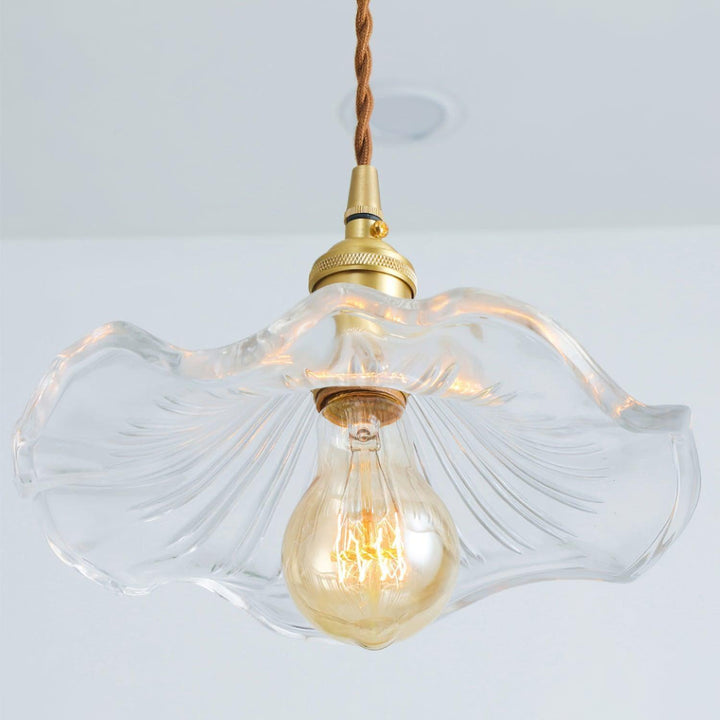 Glass Hibiscus Flower Pendant Light | Mid Century Hanging Lamp | Vinlighting | Vinlighting