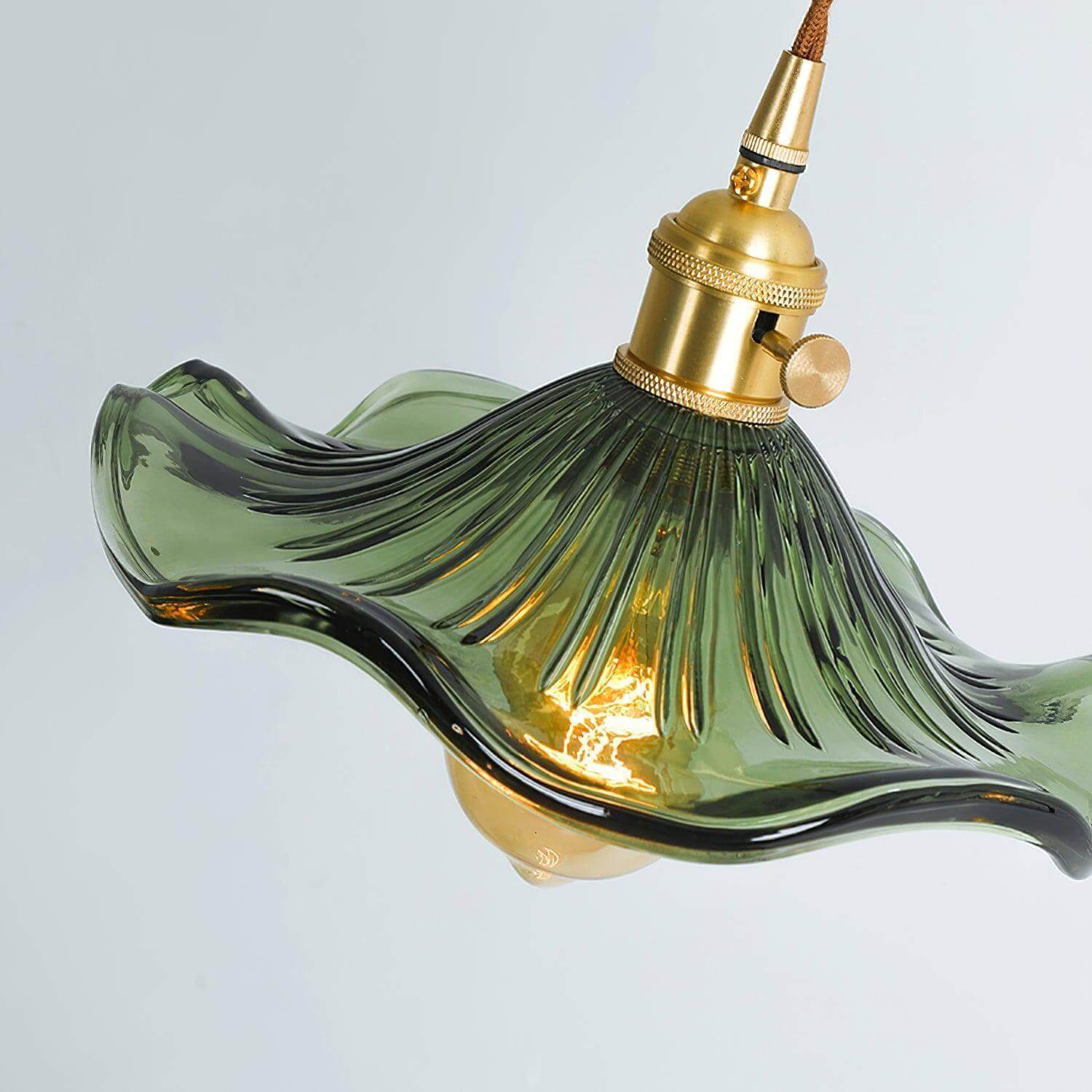 Glass Hibiscus Flower Pendant Light | Mid Century Hanging Lamp