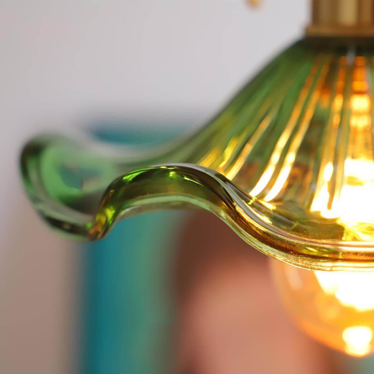 Glass Hibiscus Flower Pendant Light | Mid Century Hanging Lamp