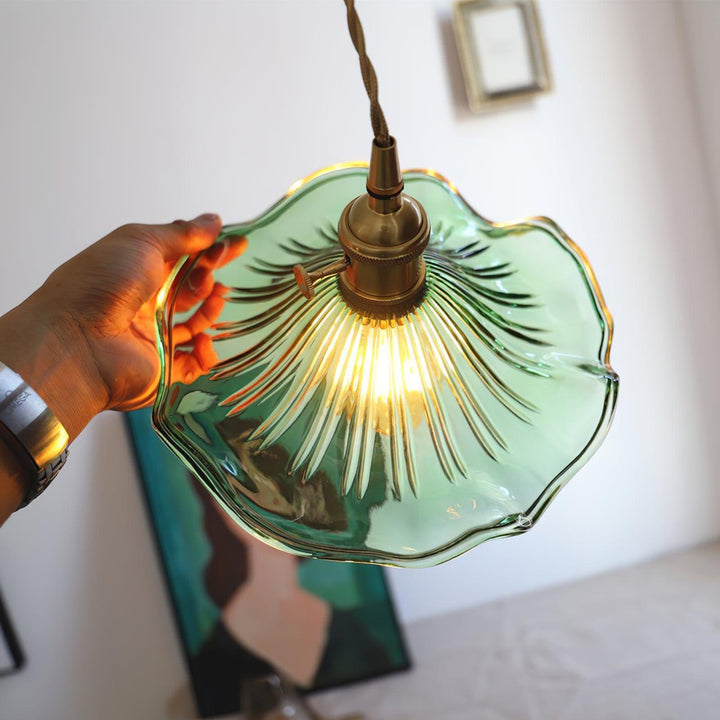 Glass Hibiscus Flower Pendant Light | Mid Century Hanging Lamp | Vinlighting | Vinlighting