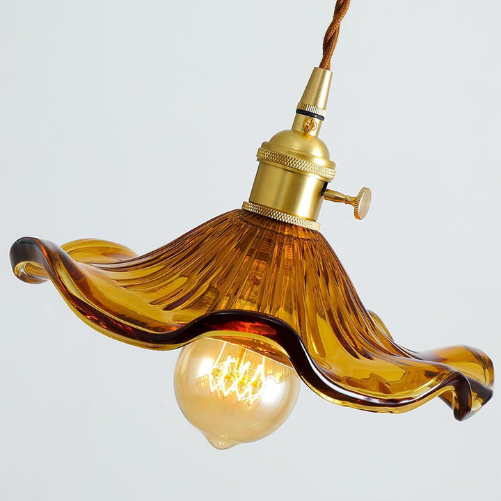 Glass Hibiscus Flower Pendant Light | Mid Century Hanging Lamp | Vinlighting | Vinlighting