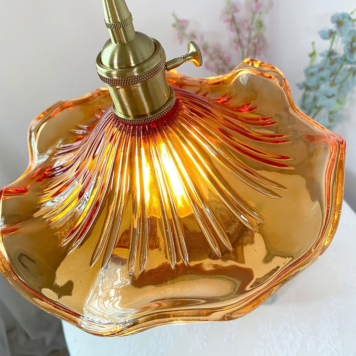 Glass Hibiscus Flower Pendant Light | Mid Century Hanging Lamp | Vinlighting | Vinlighting