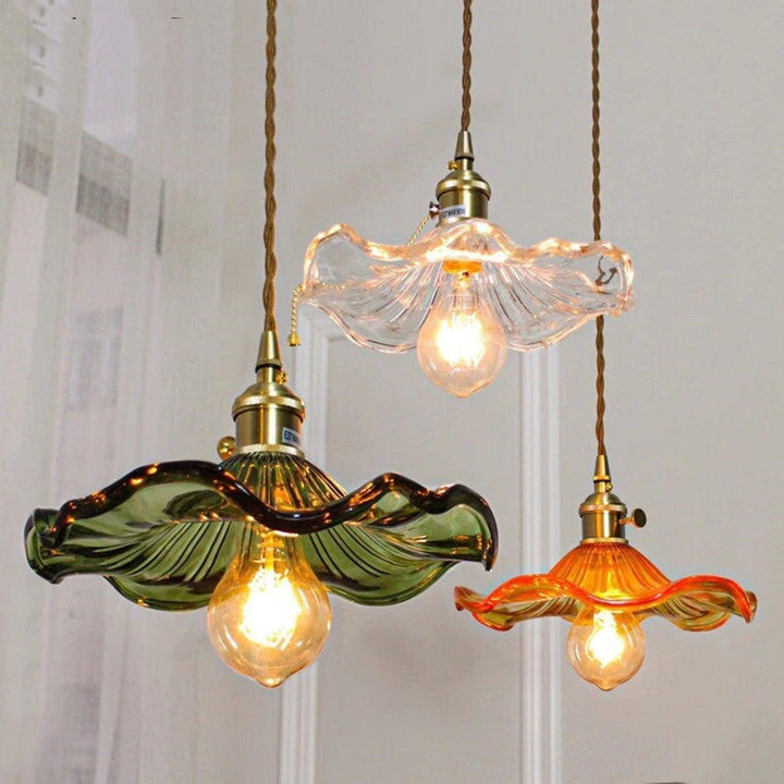 Glass Hibiscus Flower Pendant Light | Mid Century Hanging Lamp | Vinlighting | Vinlighting