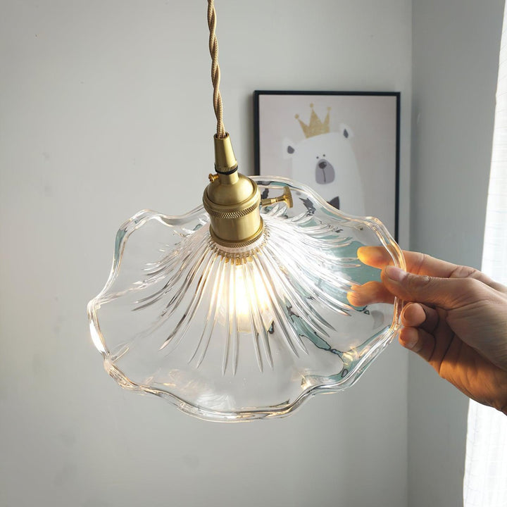 Glass Hibiscus Flower Pendant Light | Mid Century Hanging Lamp | Vinlighting | Vinlighting