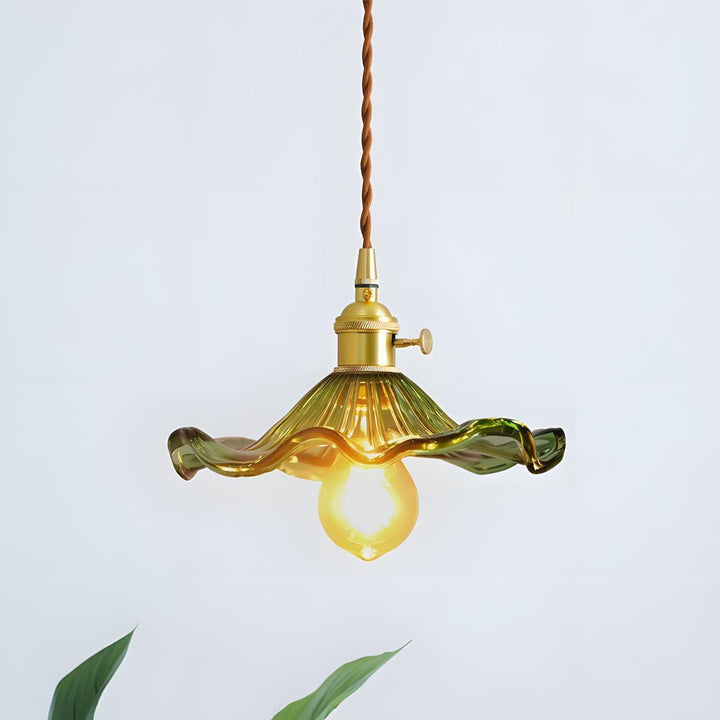 Glass Hibiscus Flower Pendant Light | Mid Century Hanging Lamp | Vinlighting | Vinlighting