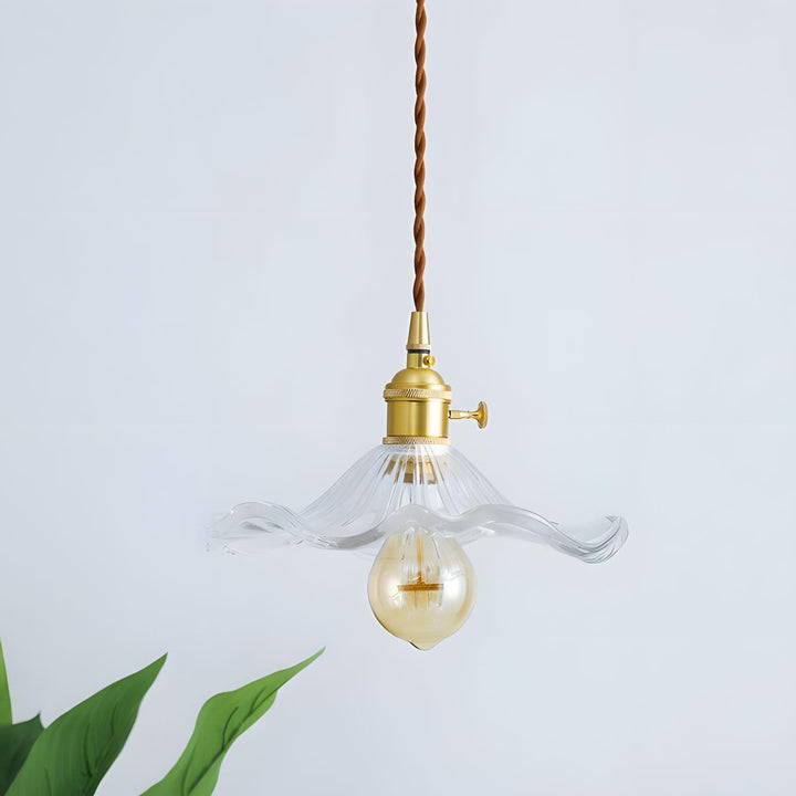 Glass Hibiscus Flower Pendant Light | Mid Century Hanging Lamp | Vinlighting | Vinlighting