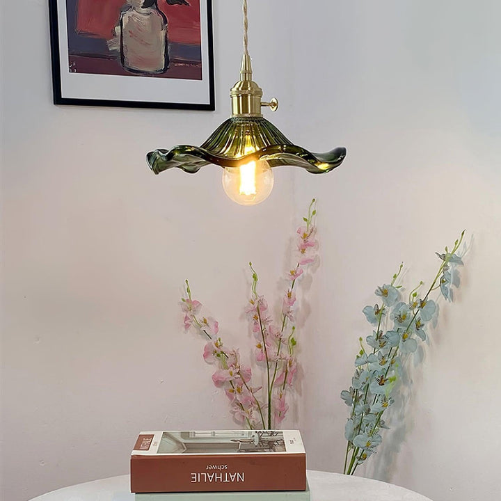 Glass Hibiscus Flower Pendant Light | Mid Century Hanging Lamp | Vinlighting | Vinlighting