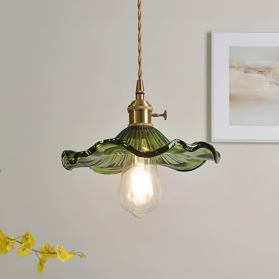 Glass Hibiscus Flower Pendant Light | Mid Century Hanging Lamp | Vinlighting | Vinlighting